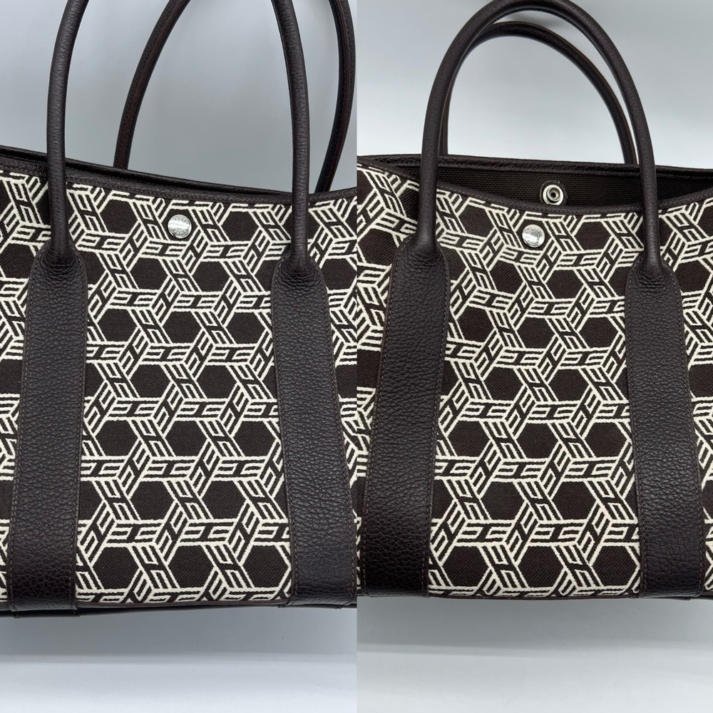 Authentic Hermès canvas/ brown leather Garden party 36 - Picture 7 of 17